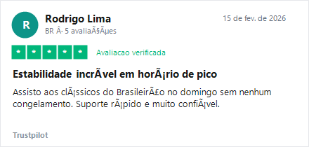 Avaliação Trustpilot 5 estrelas: Rodrigo Lima confirmando estabilidade em clássicos de futebol